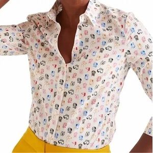 Boden The Classic Shirt Button Up Dog Print Rufus Womens Shirt 8R